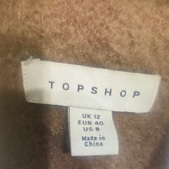 Topshop Wool Blend Belted Shacket Jacket Brown Brushed Coat US 8 - Picture 3 of 9